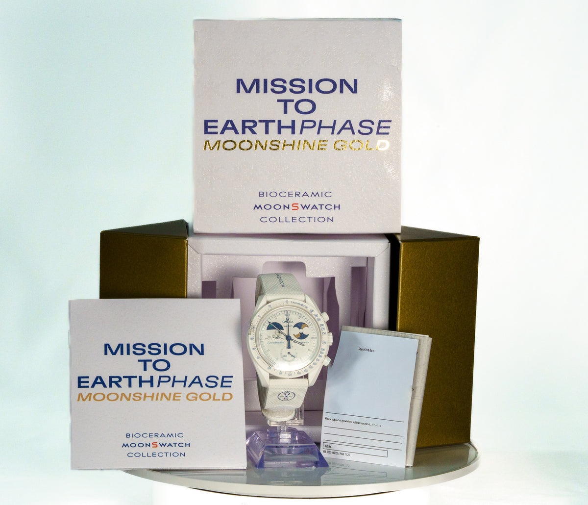 Swatch x Omega Bioceramic Moonswatch Mission To Earthphase Moonshine Gold (Cold Moon) — photo 2